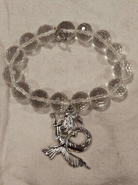 Beads by Jen Faceted Clear Quartz Crystal Mermaid Statement Bracelet